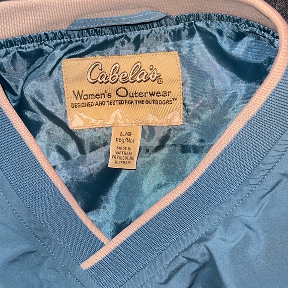 Cabelas Windbreaker Womens Large Regular Blue V Neck  Pullover Jacket [I-37] - Picture 3 of 11